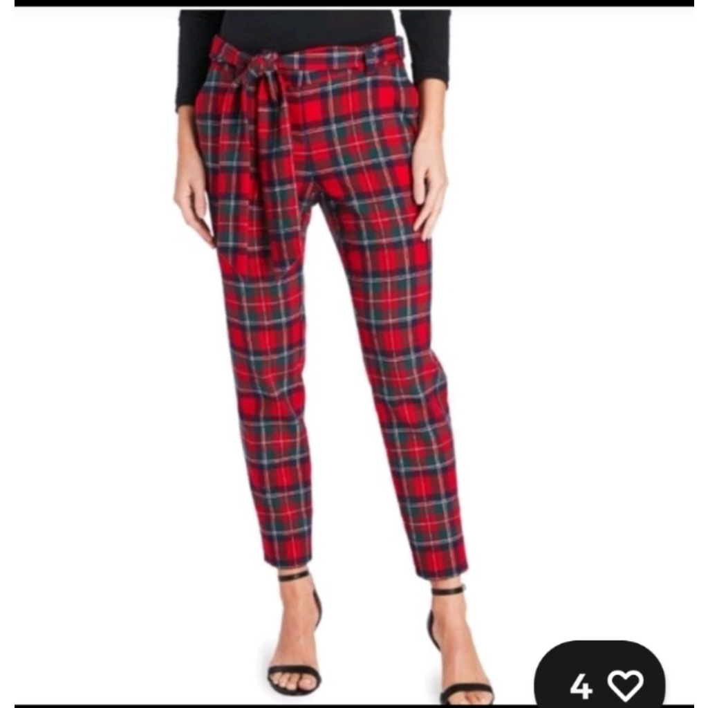 Vineyard Vines Merry Plaid Stretch Cocktail Ankle Pants Belted Size 0